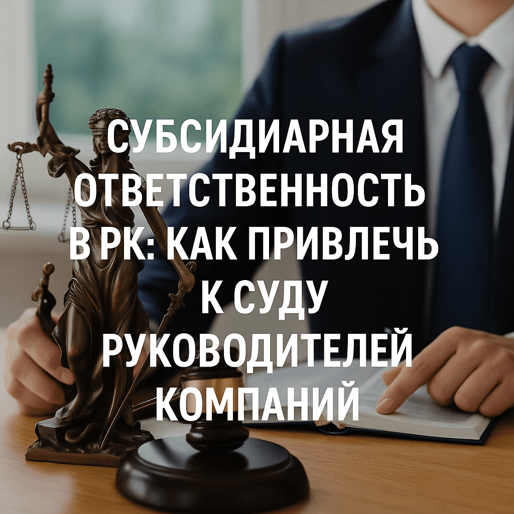 Субсидиарная ответственность в РК: как привлечь к суду руководителей компаний 5 Субсидиарная ответственность в РК